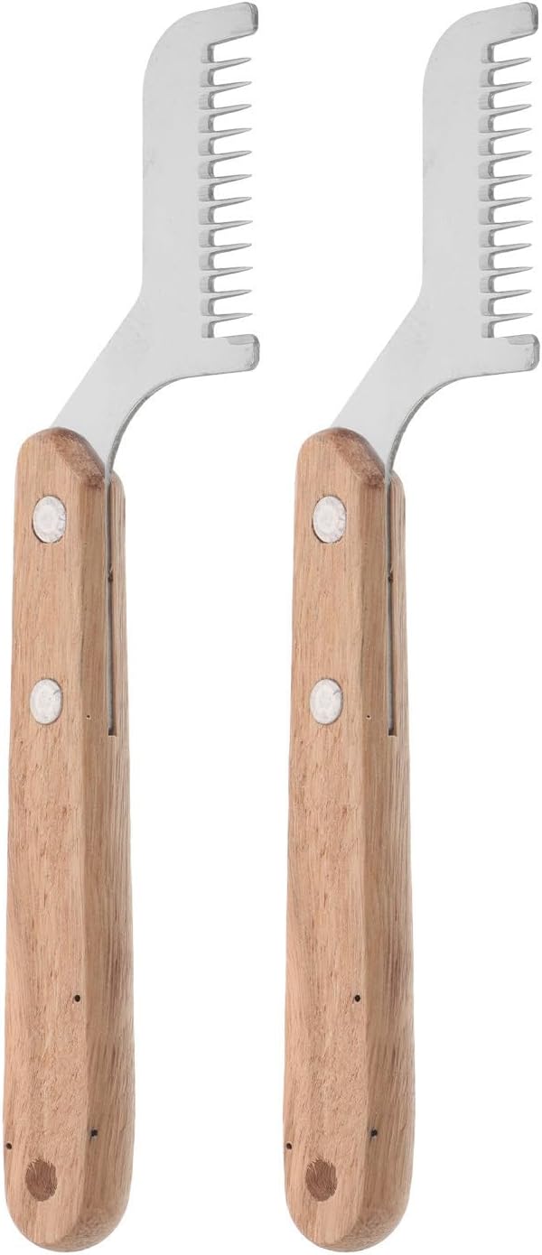 VICASKY 2pcs Green Onion Slicer Tool Stainless Steel Scallion Cutter with Wood Handle Handheld Julienne Vegetable Shredder for Kitchen Cooking Prep to Prevent Eye Irritation