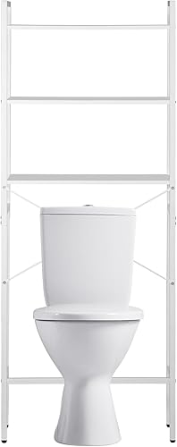 Miniatura 8 de HomGarden Organizador industrial sobre el inodoro, 3 estantes para almacenamiento sobre el inodoro, ahorro de espacio de baño con patas ajustables