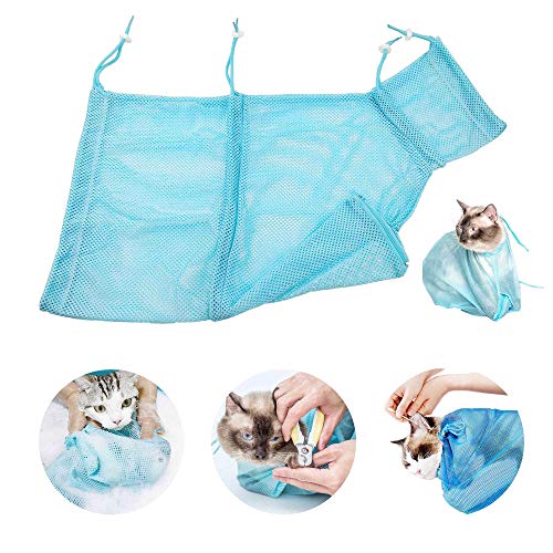 Faith Force Cat Grooming Bag Bathing Shower Mesh Bag Adjustable Multifunctional Breathable Polyester