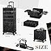 Stagiant Rolling Makeup Case 4 in 1 Cosmetology Case on Wheels Makeup Travel Case with Cosmetic Bag Key Swivel Wheels Salon Barber Case Traveling Cart Trunk Cosmetic Trolley Alpine Black