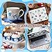 Haooryx Winter Latte Sticker Rolls - 1000Pcs Blue Color Mugs Latte Stickers in 16 Different Patterns, Self-Adhesive Vinyl Label Decals for Teens Adults Winter Holiday Party Supplies Laptop Scrapbook