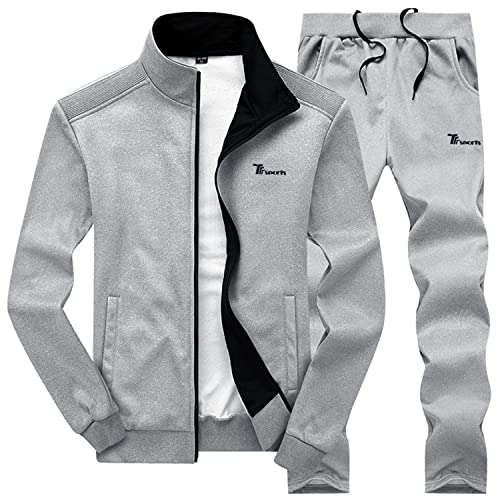 Gopune Men's Athletic Tracksuit Full Zip Warm Jogging Sweat Suits (Light grey3,L)
