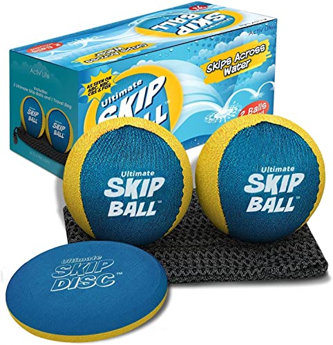 Activ Life The Ultimate Skip Ball: Summer Fun Guaranteed Water Bouncing Ball, A Must-Have Beach, Lake, And Pool Companion For All Ages, Create Memories With Friends & Family, 2Pack, Cyan #TOP10