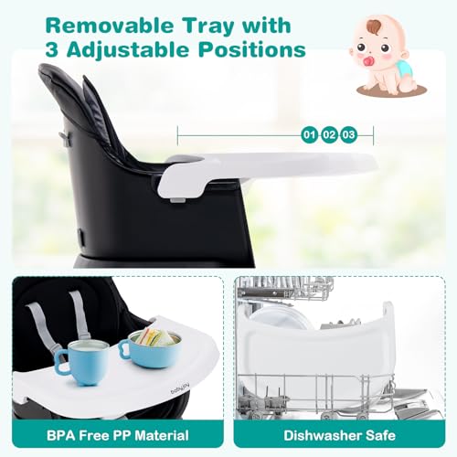 Image of GLACER 8 in 1 High Chair - Convertible Adjustable Baby High Chair with Removable Tray, Dual Cushions, Activity Table and Chair Set, Booster Seat, Stool, High Chairs for Babies and Toddlers
