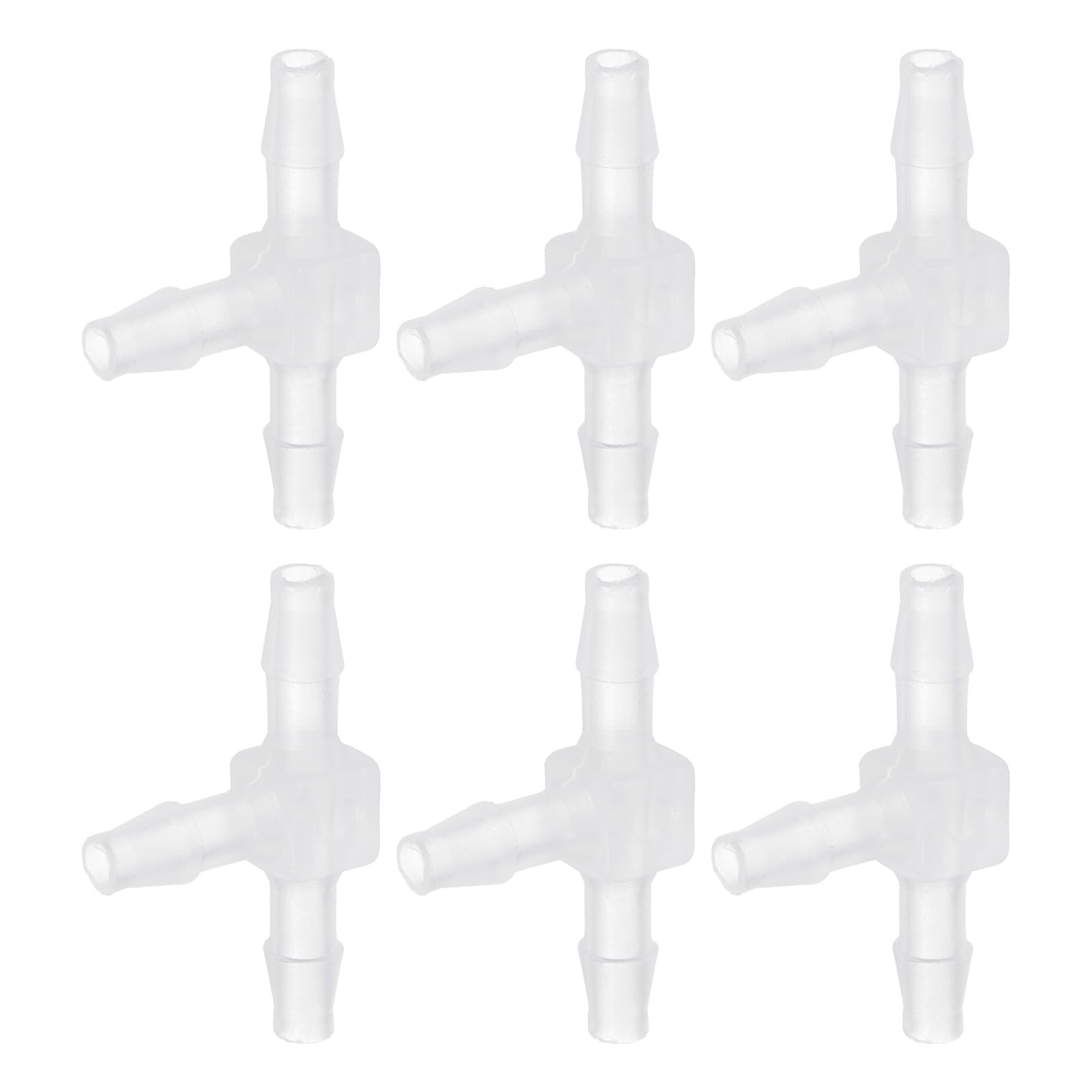 sourcing map 6pcs Plastic Hose Barb Fitting, 1/8" x 1/8" t Shape Tee Barbed Hose Pipe Fitting Splicer Mender Joint Adapter for Water Liquid Fuel Line Tube, Clear