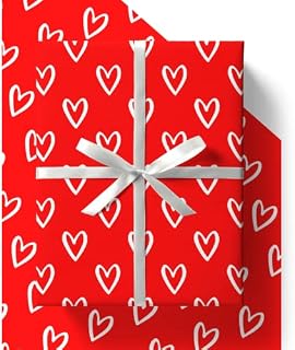 EcoWrap Love Heart Wrapping Paper with Tags - 84cm x 60cm Eco Friendly Premium Recyclable Gift Wrap for Anniversary in Plastic Free Packaging (2 Sheets & 2 Tags)