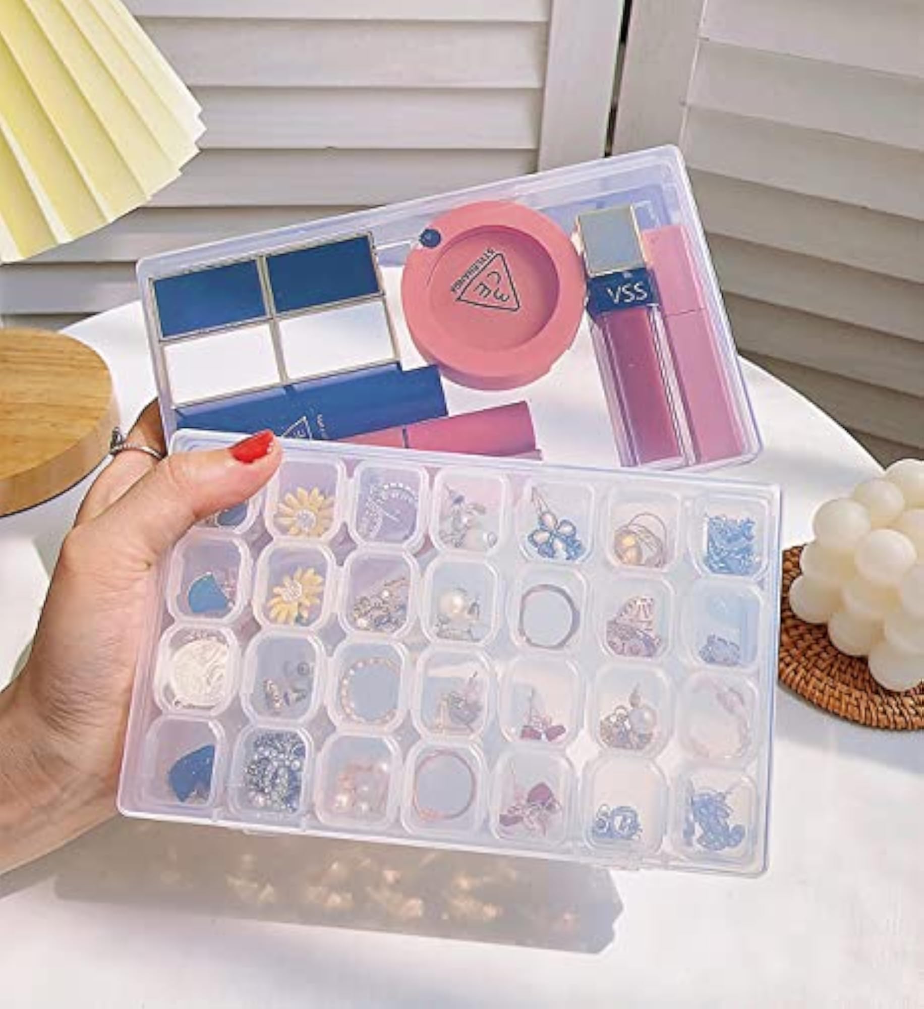 28 Grid Plastic Jewellery Organizer Box with Dividers