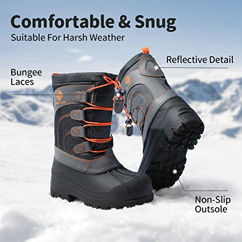 Dream Pairs Boys Girls Navy Grey Orange Winter Waterproof Snow Boots Size 1 M Us Little Kid Knorth #TOP3