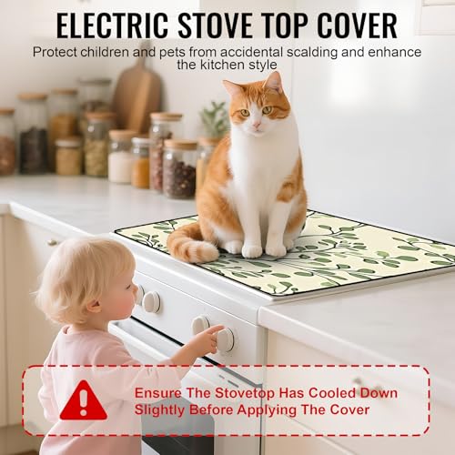 Image of Stove Top Cover for Electric Stove,Glass Stove Top Cover, Heat Resistant Glass Cooktop Cover, Stovetop Protector, Kitchen Decor, Dish Drying Mats Cover for Ceramic Washer Top 28.5x20.5 inch