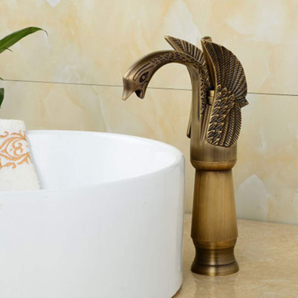Kitchen Taps Bathroom Faucet Waterfall Cold and Hot Basin Retro Swan Washbasin