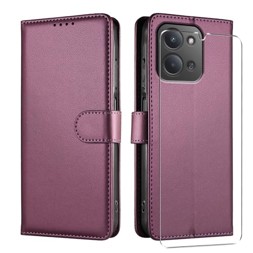 JUNETOP Funda para Xiaomi Redmi 15C / Poco C85 con Protector de Pantalla, Carcasa Libro con Tapa Piel Cuero PU de Calidad [Protección RFID]   Violeta