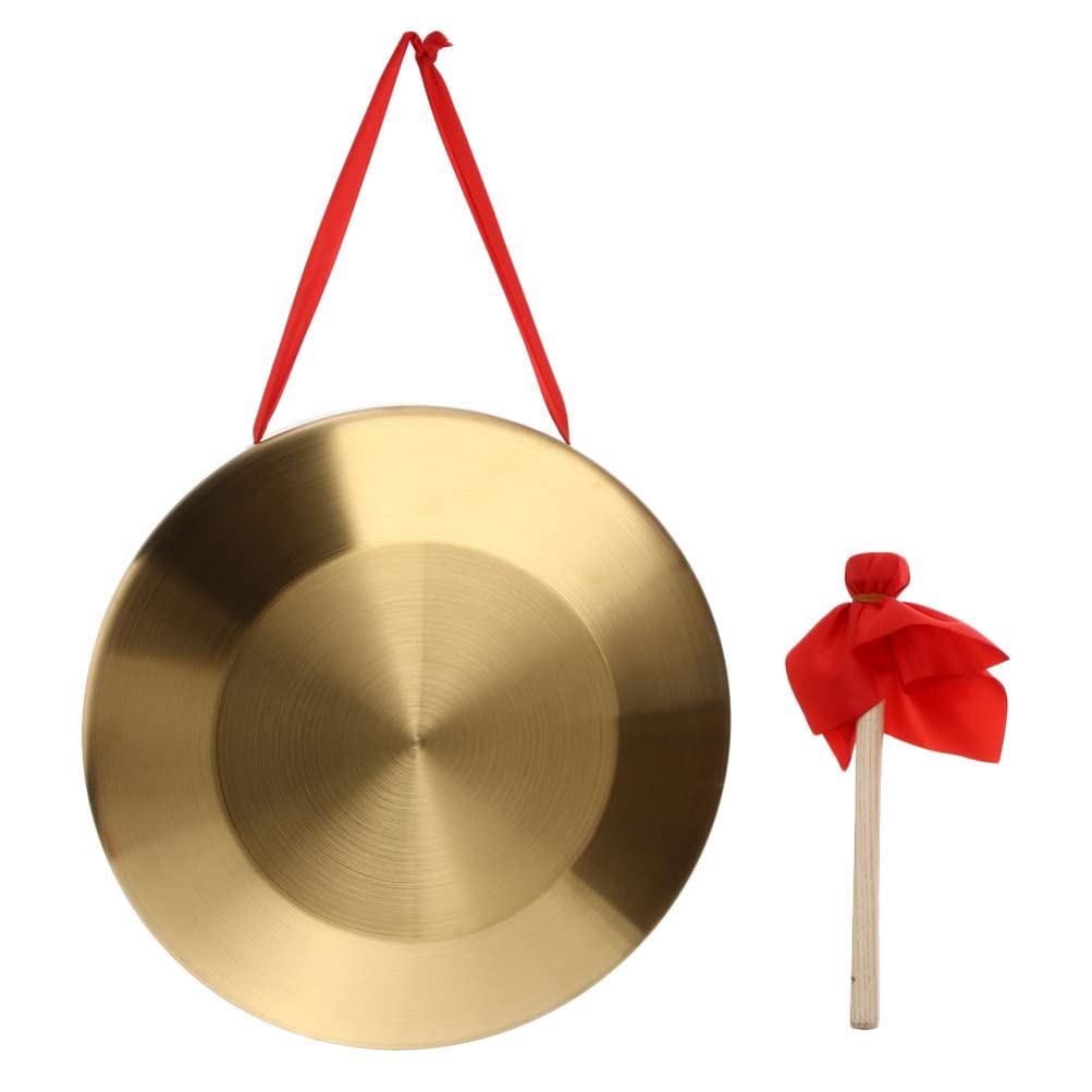 Generic Gong with Mallet, 42 cm/ 16.5inch Chinese Gong Tam Tam Gong Traditional Chinese Percussion Instrument, Copper Decorative Chau Gong for Home, Office