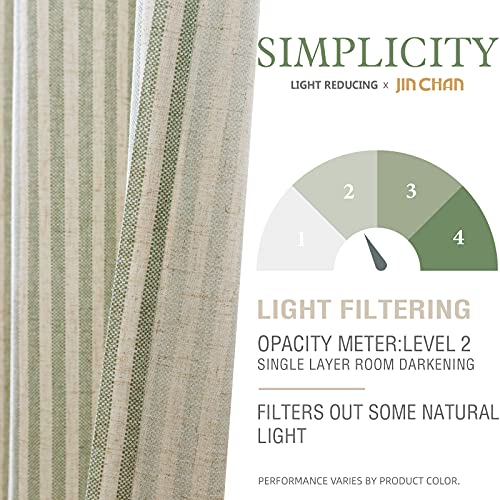 jinchan Striped Kitchen Curtains and Valance Set 36 Inch Tier Curtains Ticking Stripe Linen Small Drapes Pinstripe for Cafe Living Room Bathroom Farmhouse 3 Pieces Set Rod Pocket Sage Green - Thumbnail 5