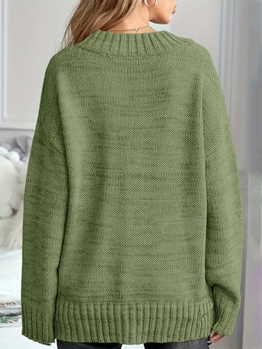 Image of Womens Loose Sweaters Sexy V Neck Long Sleeve Solid Knitted Jumper Pullover Sweatshirt Tops