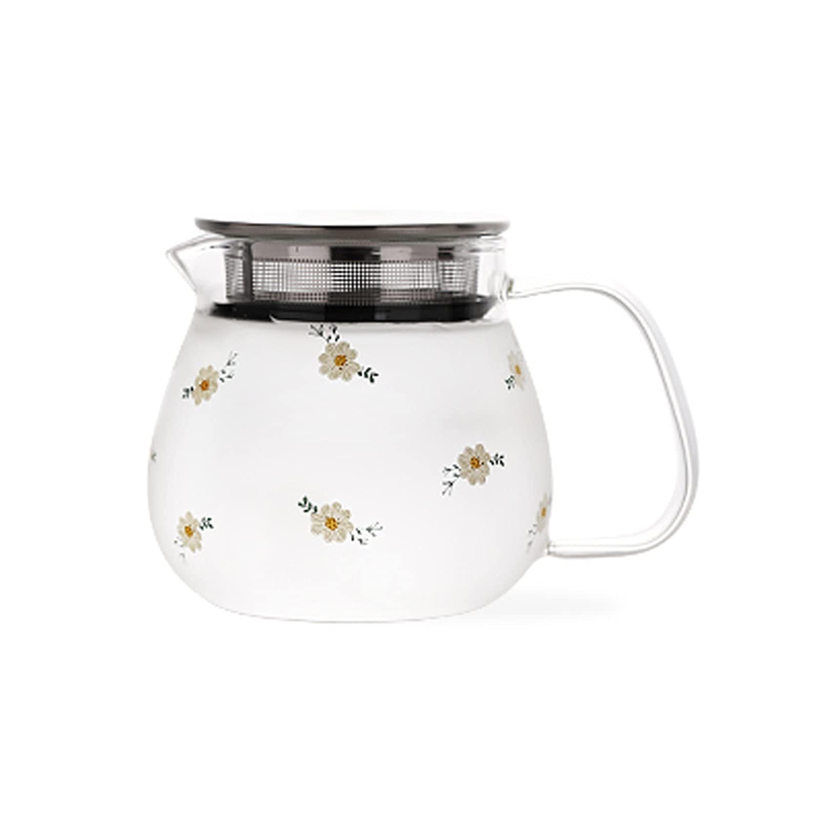 hervidores Jarra de Vidrio de Alta borosilicato con Cubierta de Filtro Lindo Agua fría Jarra Tetera pequeña para Jugo, Leche, Bebidas frías y frías (16.5 oz) cantimplora(A)