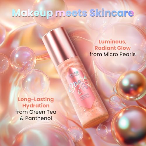 Image of FACES CANADA Ultime Pro Strobe Makeup Fixer - Rose Gold, 100 ml | 12HR Long Lasting Makeup Setting Spray | Dewy Shimmery Glow Finish | Hydrating, Non-Sticky | Waterproof, Transferproof & Alcohol-Free