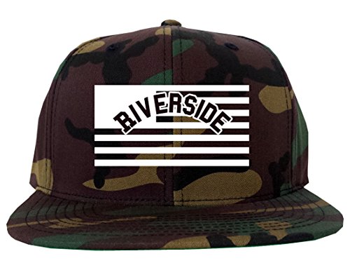 City of Riverside with United States Flag Snapback Hat Cap Army Camo