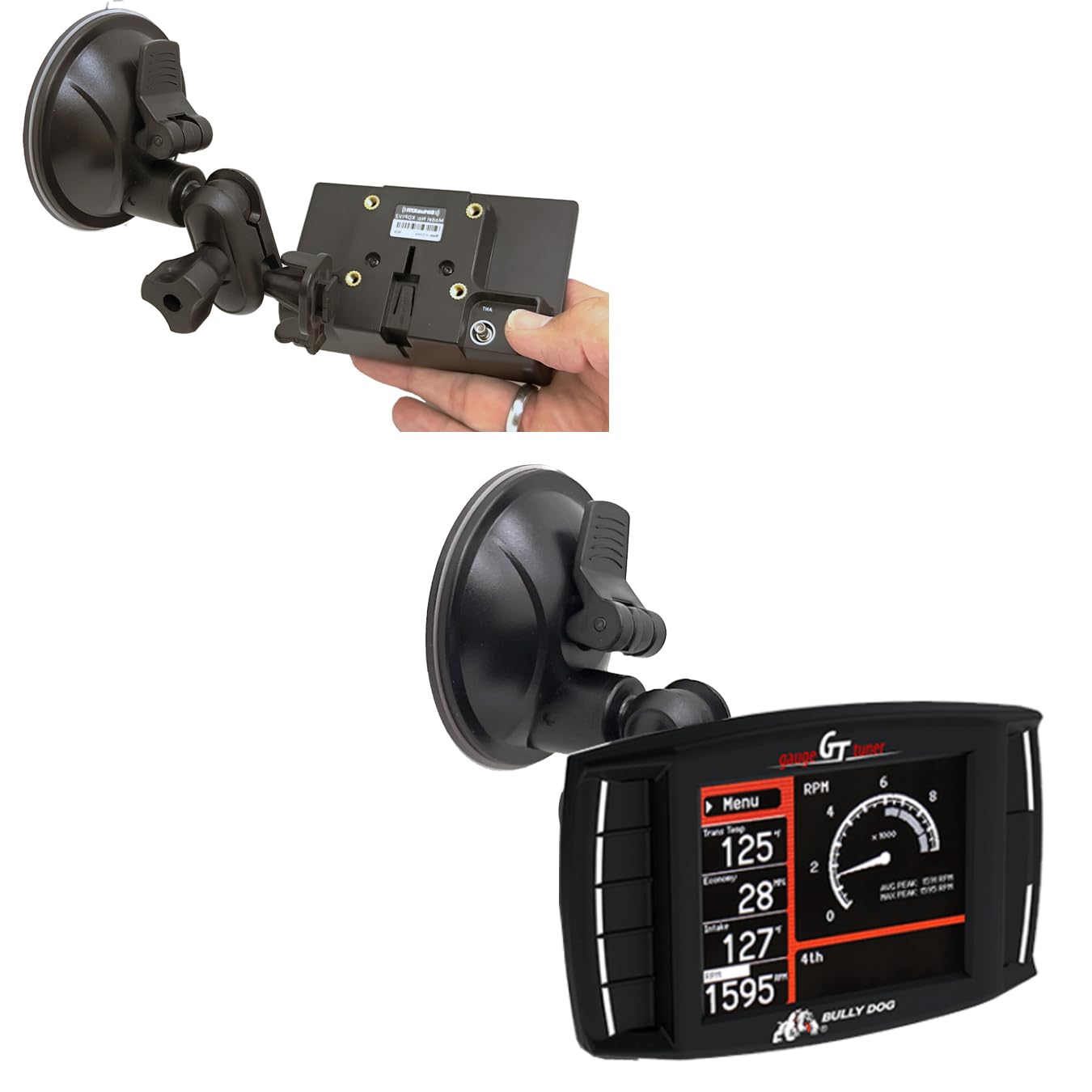 LycoGear Enhancd - Soporte de ventosa fuerte para parabrisas de coche para Bama SCT X4 SF4 con adaptador de enchufe de bola doble para permitir la mejor posición de visualización