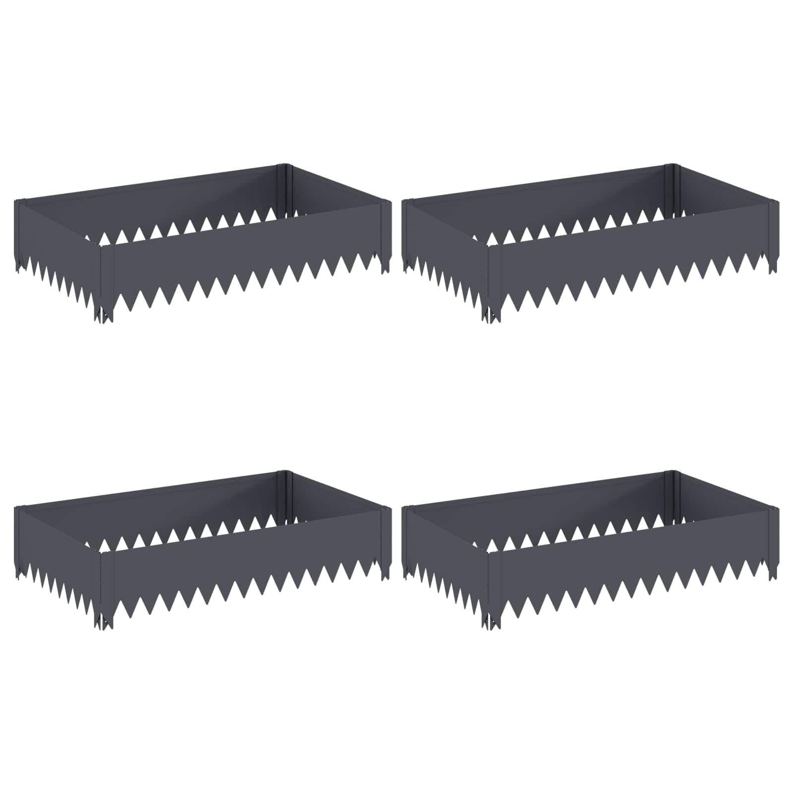 Lot de 4 bordures de pelouse - 100 x 60 x 20 cm - En acier - Anthracite - Pour chemin de jardin
