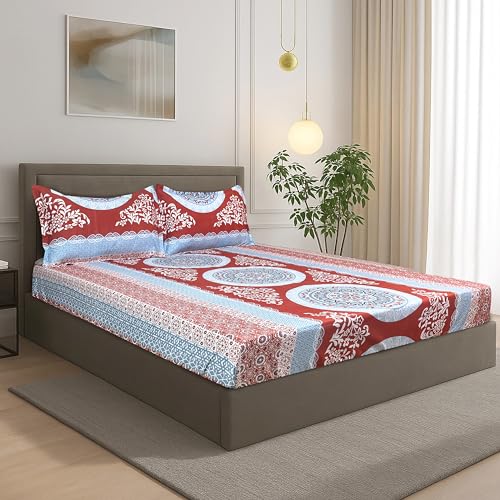 Image of Signature Reversible Super Soft Double Bed Comforter /Quilt Set 350GSM 88x90 inches, and Fitted Elastic Bed Sheet with Pillow Covers (The Positive Circle, Fitted Bedsheet with Pillow Covers Only)