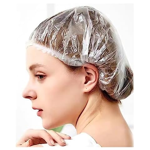 Vitaciti 100PCS Disposable Shower Caps,Christmas Gift Birthday Gift, Plastic Clear Hair Cap Large Thick Waterproof Bath Caps for Women Spa,Home Use, Hotel and Hair Salon, Portable Travel Cover