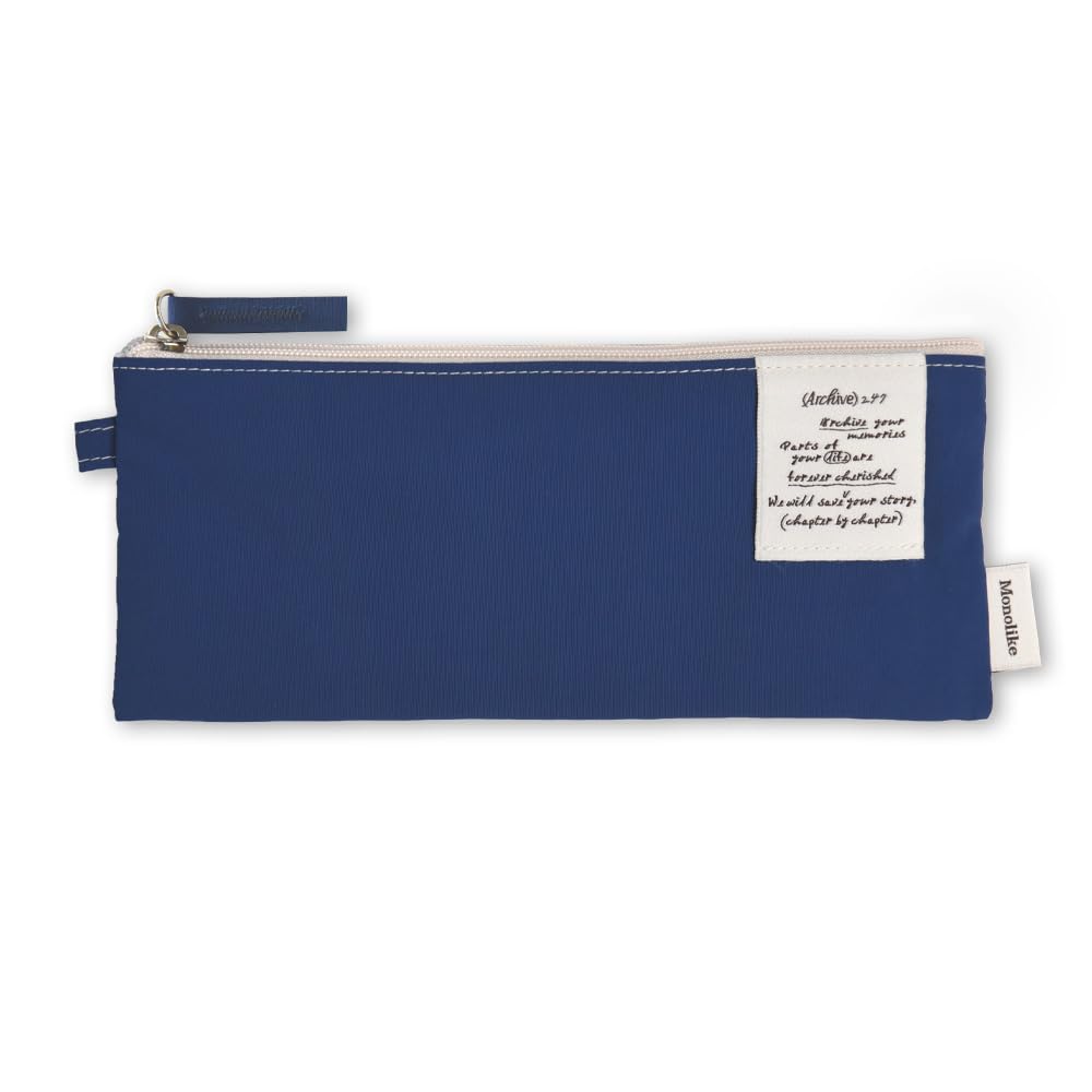 Monolike Archive 247 Flat Pencil Case, Navy - Pencil Pouch, Portable Pencil Bag, Office Pouch case, Pen case