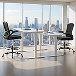 Devoko Ergonomic Drafting Chair with Flip-up Armrests,Executive Tall Office Chair Standing Chair with Lumbar Support and Adjustable Footrest Ring for Standing Desk(Black) - Image 2