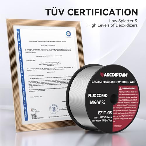ARCCAPTAIN Fil fourré 0,8 mm 2 kg E71T-GS MIG pour poste à souder sans gaz MIG/MAG FLUX avec TÜV testé, bobine de fil de 100 mm avec mandrin de 20 mm, pack de 2 – vue 6