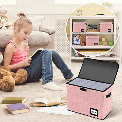 Image of 5 Pack Comic Book Storage Boxes, 15.8 inch X 7.8 inch X 11.8 inch, Collapsible Comic Short Box, Holds 160-180 Collection Comic Book Container Holder Shelf Protector Organizer Bin (Pink)