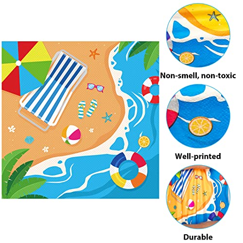 Image of 50 Pcs Summer Beach Party Napkins Beach Theme Birthday Disposable Paper Napkins Luncheon Napkins Supplies Decorations Favors for Summer Party
