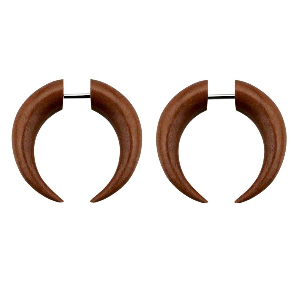 Pierced Owl - 16G Organic Sawo Wood Fake Pincher Taper Plugs, Sold as a Pair