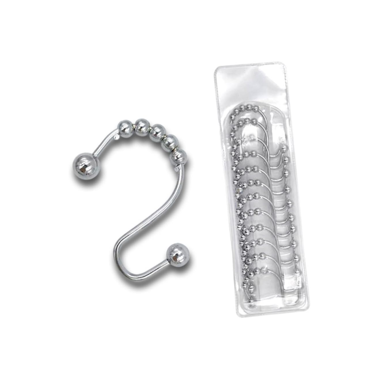 PRETYZOOM 12pcs Shower Curtain Hook Drapery Hooks Chrome Brushed Curtain Hooks Shower Curtains Creative Curtain Hook Bathroom Hook Metal Hook Metal Curtain Hook Silver