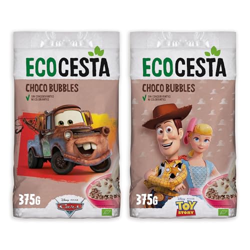 ECOCESTA MEJOR CADA DIA - Choco Bubbles Ecológicas Kids - 375 g - Bolitas de Cereales con Alto Contenido en Carbohidratos - Sin Conservantes ni Colorantes - Aptas para Veganos