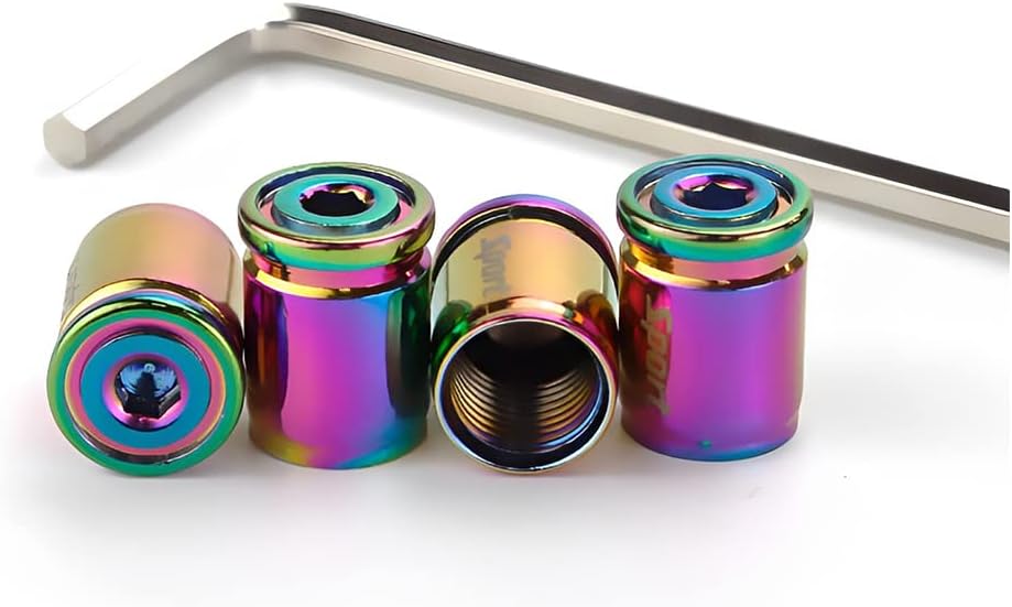 Tire Valve Stem Cap, Anti-Theft Design Zinc Alloy Stem Covers, 4 Pcs Auto Wheel Cap Sets with Rubber Seal, Universal Vehicle Accessories Fit for Cars, Trucks, Motorcycles, Bicycles (Multicolour)