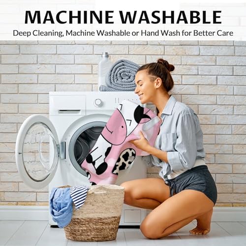 Mercuryelf Custom Cow Throw Blanket - Soft, Fuzzy & Warm - 60x80 Inches Flannel Blankets for Bed, Couch - Pink Cute Throws Gift for Women