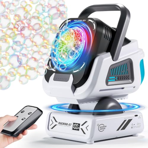 Belemar Upgraded Bubble Machine with Remote Control, Automatic Rotation & RGB Lights, Type-C...