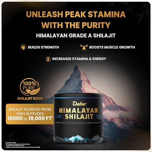 Image of Dabur Himalayan Shilajit Resin - 15g | 250mg per Serving | Boosts Strength, Stamina & Muscle Growth | Shilajit for men |100% Ayurvedic Grade A Shilajit Sourced from the Himalayas (Up to 19,000 ft)