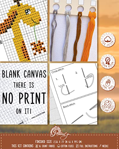 Image of Povitrulya Counted Cross Stitch Kit - DIY Kits for Adults Or Kids - Funny Embroidery Bookmark - Easy to Use - Craft Collection - Giraffe