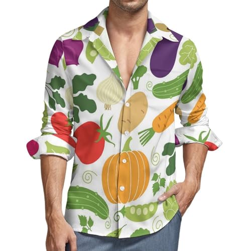 シャツ メンズ 長袖 果物柄 野菜柄 Tシャツ ワイシャツ アロハシャツ ポロシャツ インナーシャツ プリントシャツ 開襟 ビーチシャツ トップス 通気性 吸汗速乾 軽量 普段着 通学 運動 おしゃれ Lのサムネイル