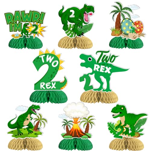 Déco Table Anniversaire 2 Ans Stable et Sans Pli : Lot 8 Dinosaures Rex Jollyboom