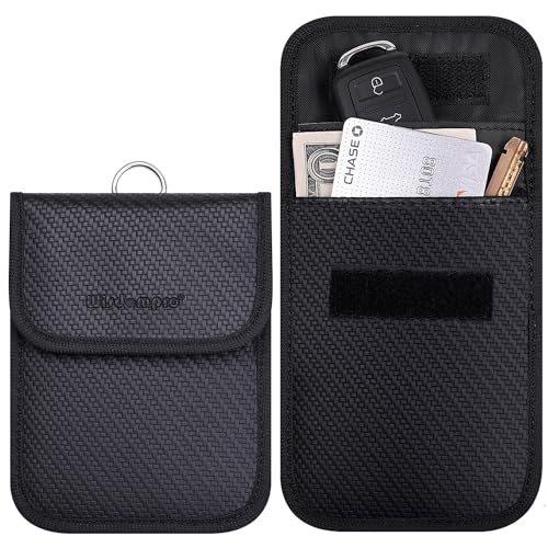 Wisdompro 2 Stück Keyless Go Schutz Autoschlüssel Schutz Keyless, Faraday Bag 10 x 13.5 cm, Autoschlüssel Hülle für RFID-Signale im Bereich von 10 MHz – 3 GHz zu Blockieren (PU Leder, Schwarz)