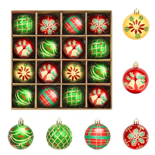 Esitrormi 16 Stück Weihnachtskugeln in Box, Christbaumanhänger...