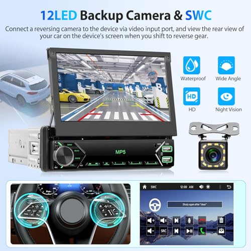Radio para auto con pantalla táctil IPS retráctil 7" Bluetooth miniatura 4