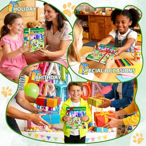CHICAUP Paint with Water Coloring Books for Kids, 24 Pcs Paper Mache Masks, Jungle Zoo Animals Cartoon Masks, Mess Free Watercolor Painting Activity for Kids - image 7