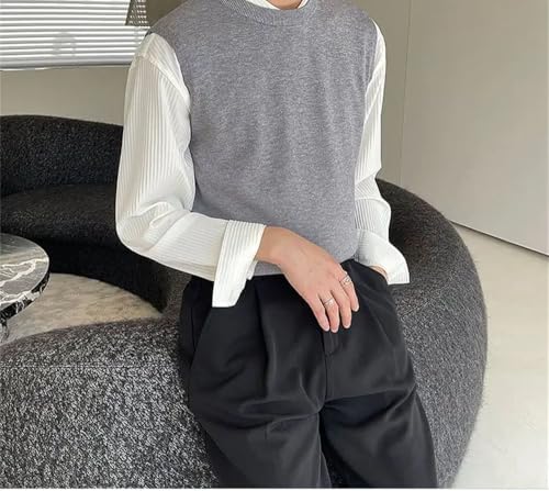 Dcvmvmn 2024 Winter Men's Knitted Warm Sweater Vest Fashionable V-Neck Large Size Loose Sweater Vest4