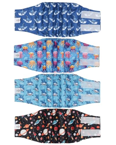 Image of CuteBone Dog Diapers Male 4 Pack Puppy Wraps Reusable Doggie Belly Bands for Male Dogs Small Medium Large