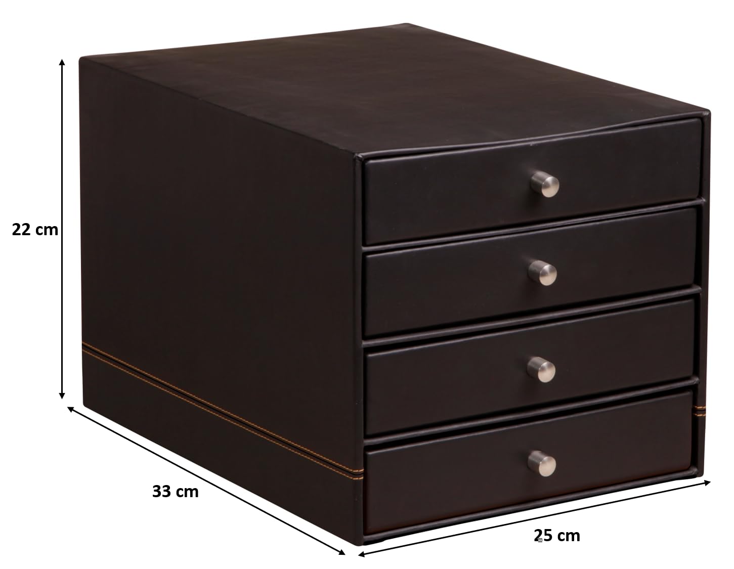 RHODIA 118866C - Organizer 4 cassetti NERO - 24,8 x 32,7 x 22,8 cm - Cuciture sellaio arancioni - Esterno simil cuoio - Collezione Home Office Rhodiarama - Organizzazione per ufficio e Archiviazione di design