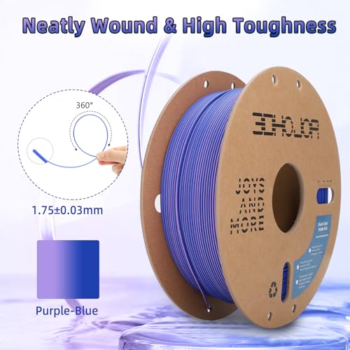 Image of 3DHoJor Dual Color Matte PLA 3D Printer Filament 1.75mm 2 in 1 Coextrusion 1KG Spool (2.2lbs) Multicolor PLA with Smooth Matte Finish for FDM 3D Printers - Purple Blue