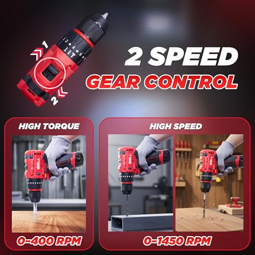 Image of IBELL BD12-40 12V Brushless Cordless Impact Drill | 1500mAh Battery | 2-Speed | 20+3 Torque Settings | 0-27000 IPM | Wood 20mm, Steel 10mm | Compact & Powerful Drill Machine | 12 Months Warranty