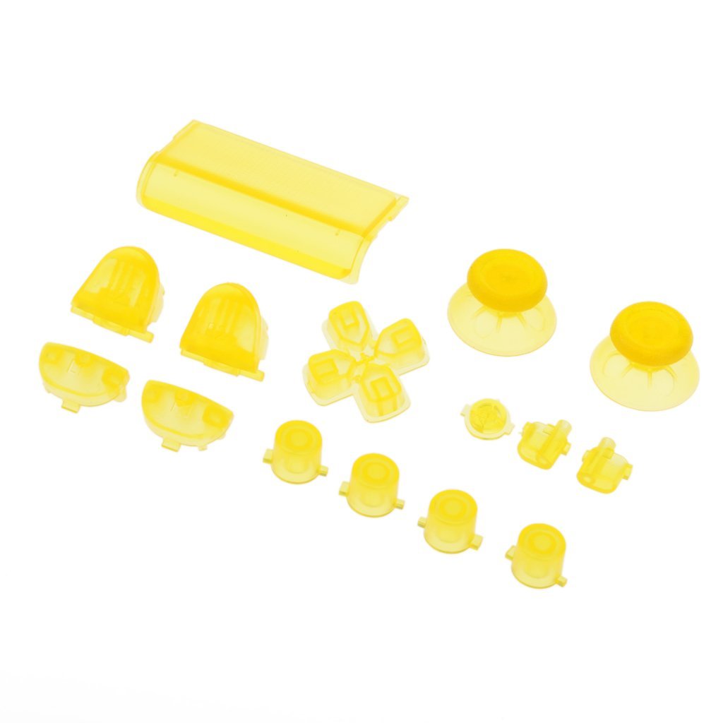 Tenlacum Replacement 16PCS/Set Full Buttons Custom Mod Kit Set for Sony Playstation 4 PS4 Controller (Clear Yellow)
